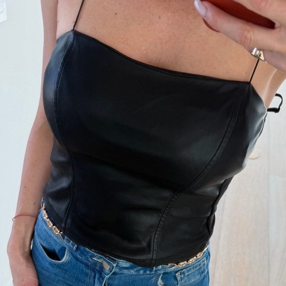 Heartloom Black Faux Leather Camisole - Picture 2 of 7